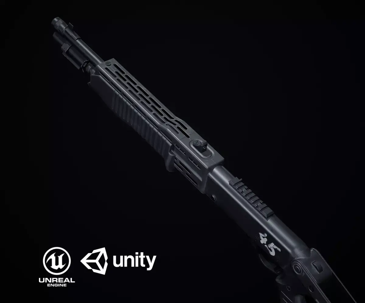 SPAS 12 PBR Low-poly 3D model