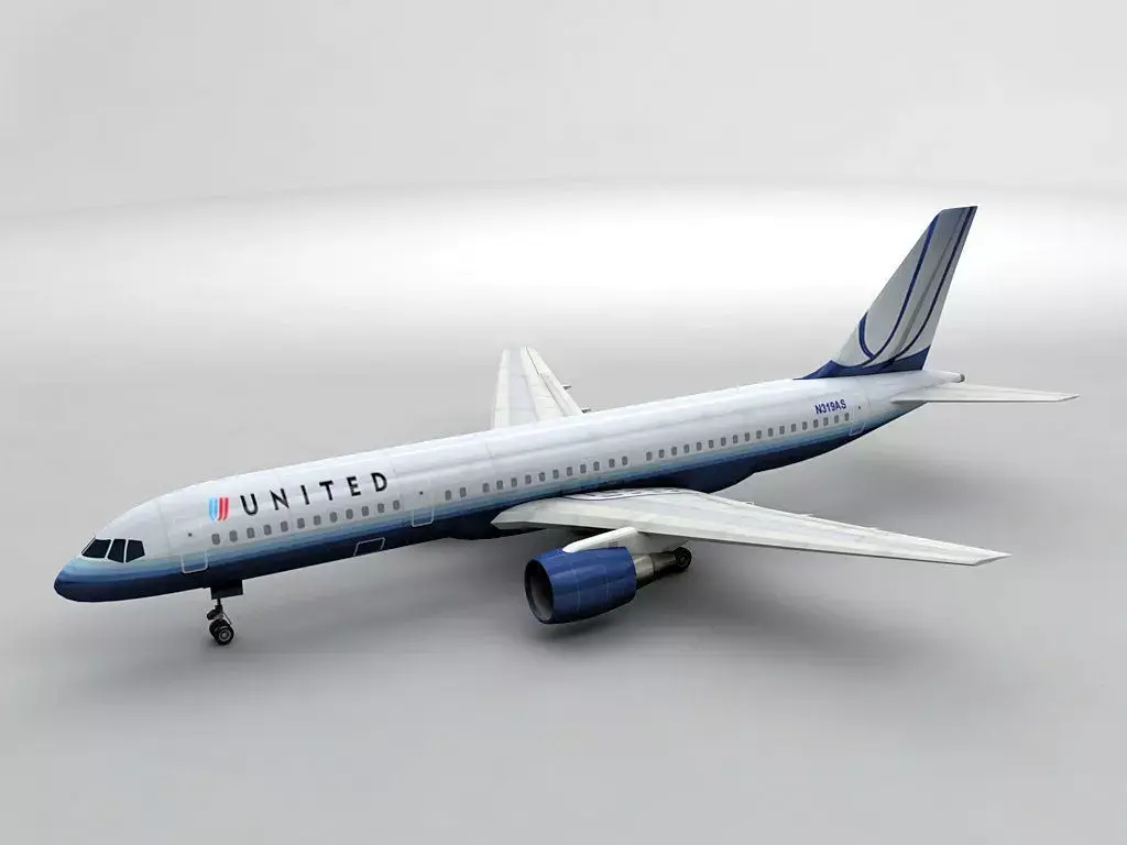 Boeing 757-200 Airliner - United Airlines Low-poly 3D model