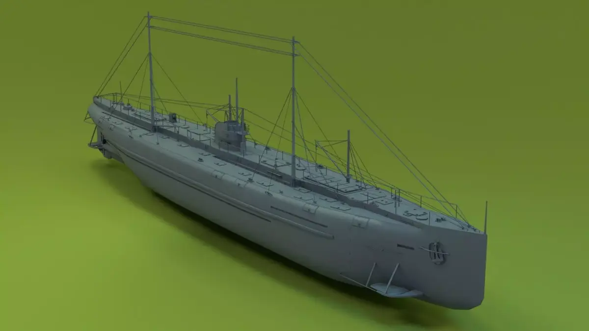 Deutschland Merchant Submarine Low-poly 3D model