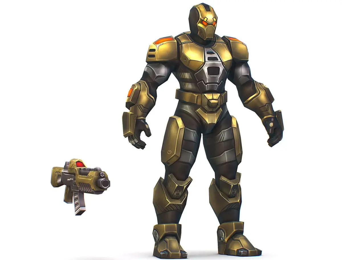 Cartoon Sci-Fi Cyborg Drone Trooper Bandit Low-poly 3D model