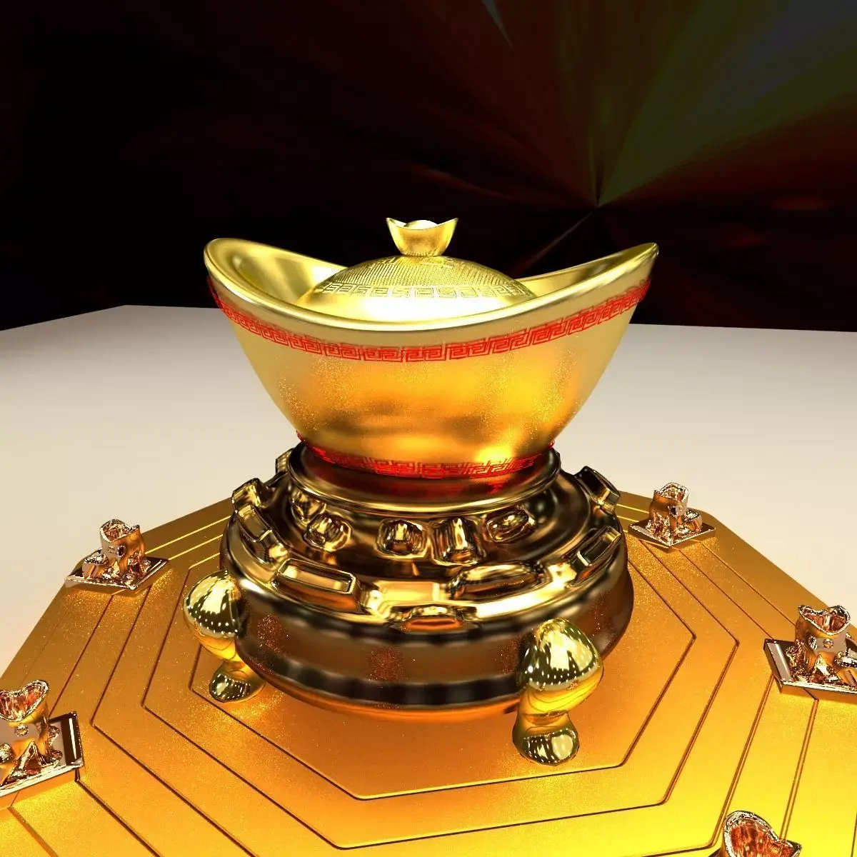 Chinese gold ingot  3D model purchase