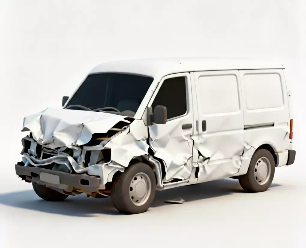 Wrecked White Service Van 3D Model Low-poly 3D model