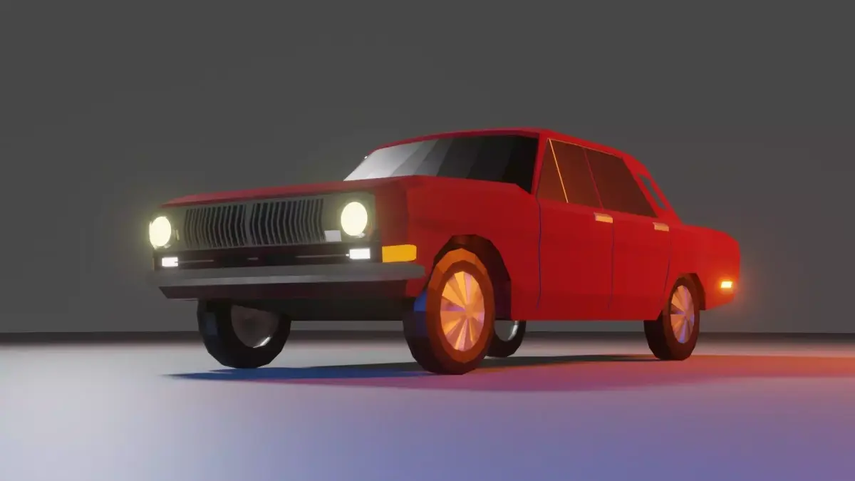 Soviet luxury sedan low-poly 3D model Free low-poly 3D model