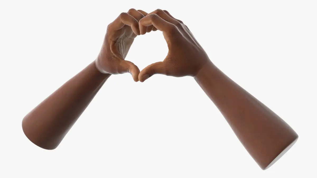 Black Male Hands in Heart Symbol Pose 3D model