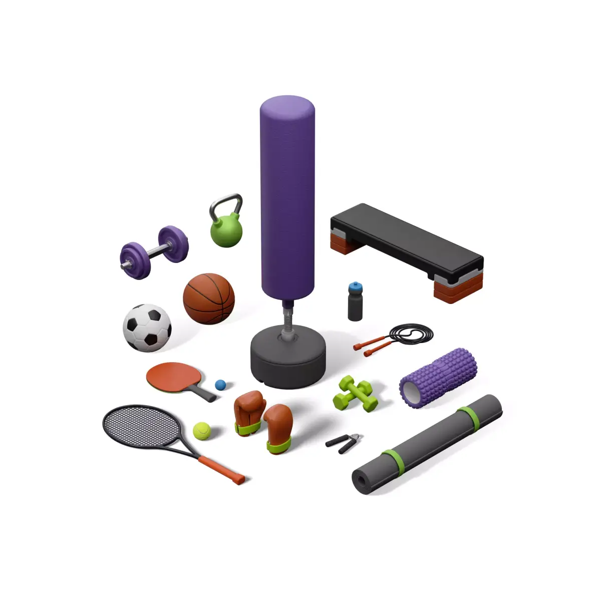 Sports Equipments Set 01 Low-poly 3D model