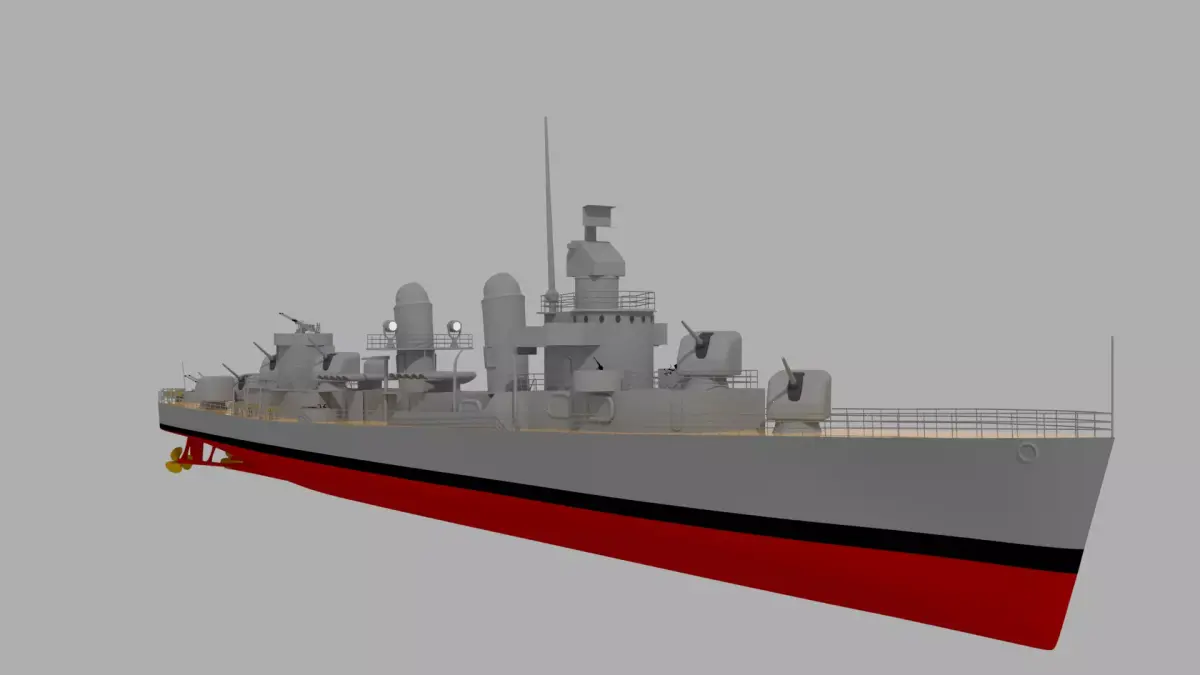 USS Fletcher DD-445 Destroyer  3D model