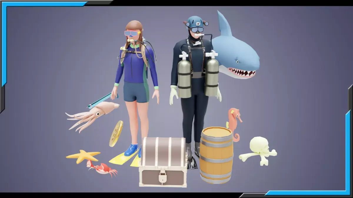 Underwater Adventure Hunt Low-poly 3D model