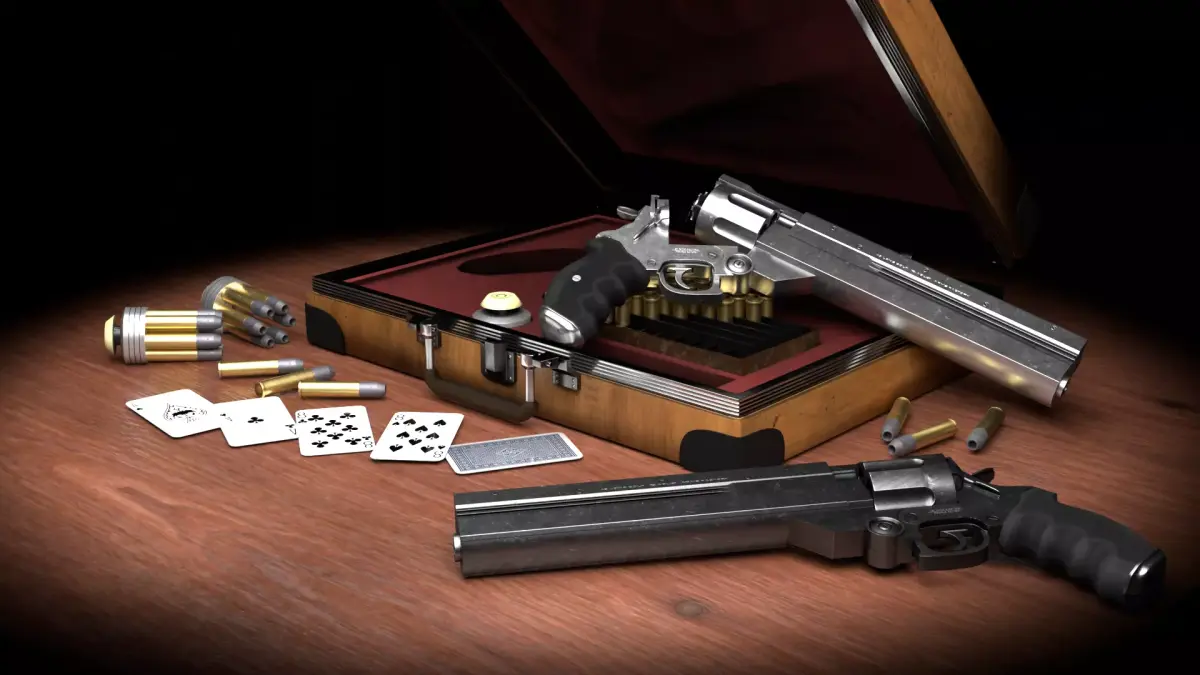 colt 45 long with a weapon case Low-poly 3D model