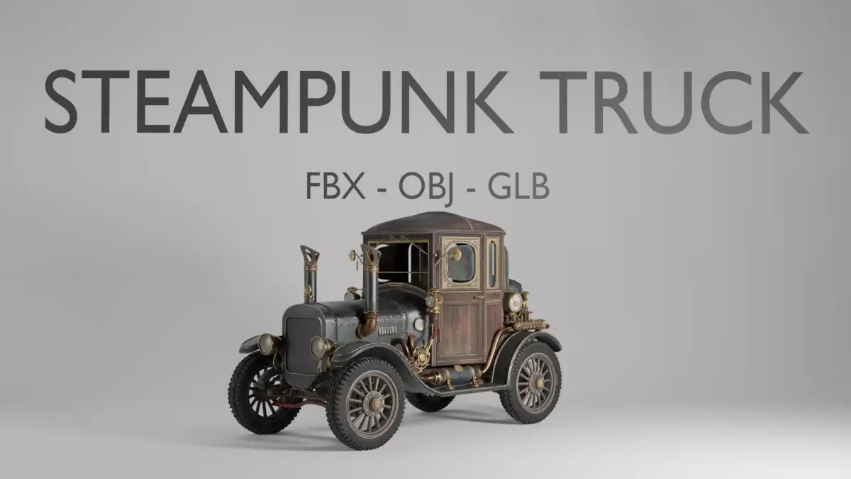 Steampunk Truck 3D Model - Fantasy Vehicle - FBX OBJ GLB 3D model