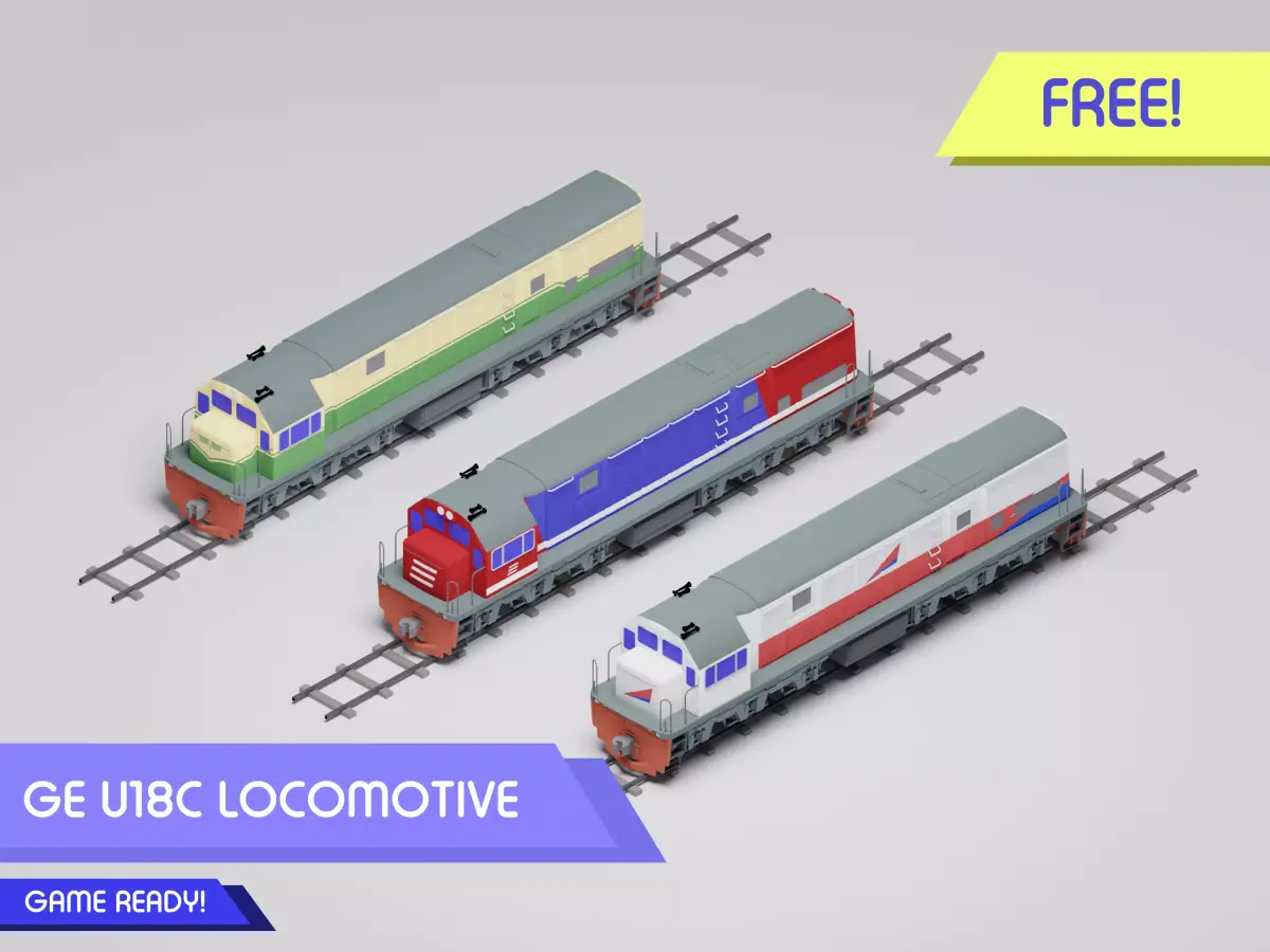 GE U18C Locomotive aka CC201 3D Model Free low-poly 3D model