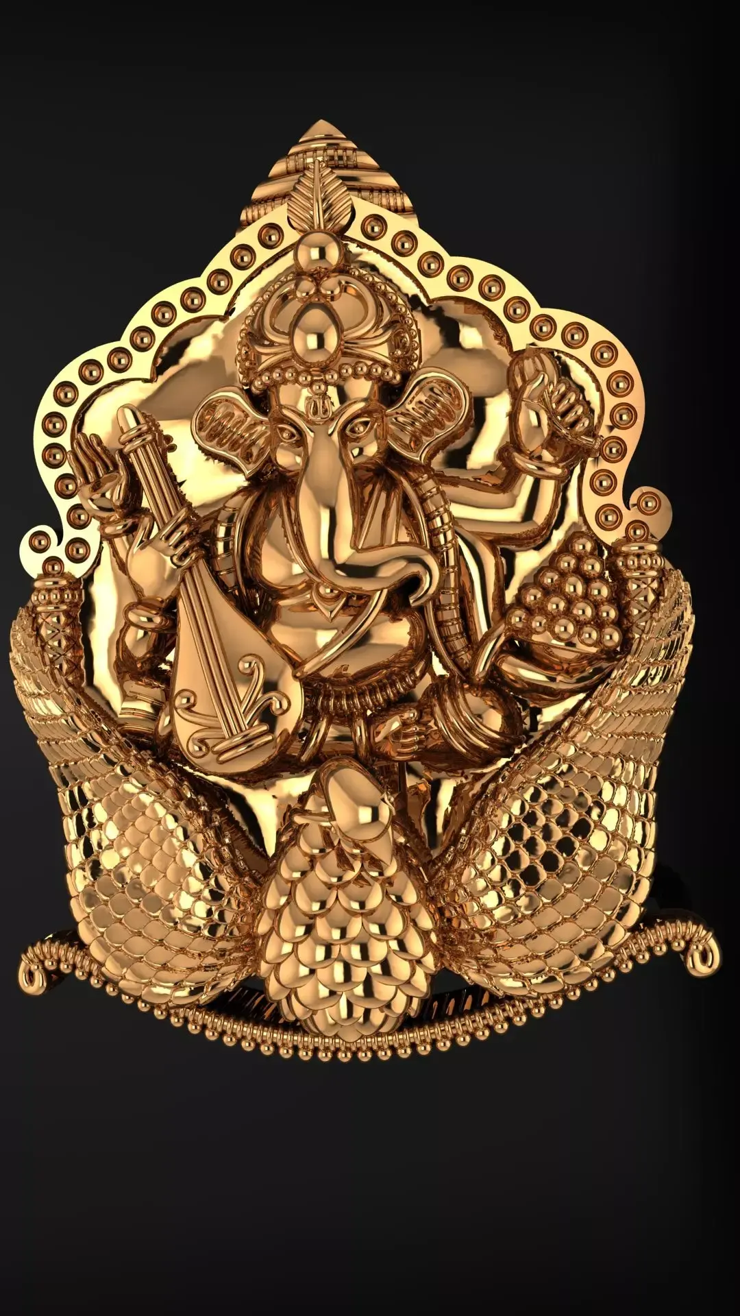 Ganesh pendant South Ganesh pendant gold pendant  3D print model