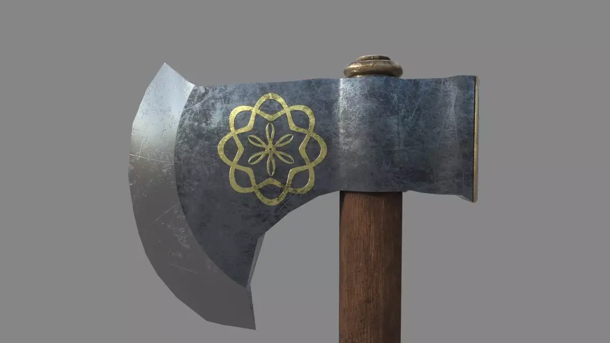 Medieval Axe Low-poly 3D model 9