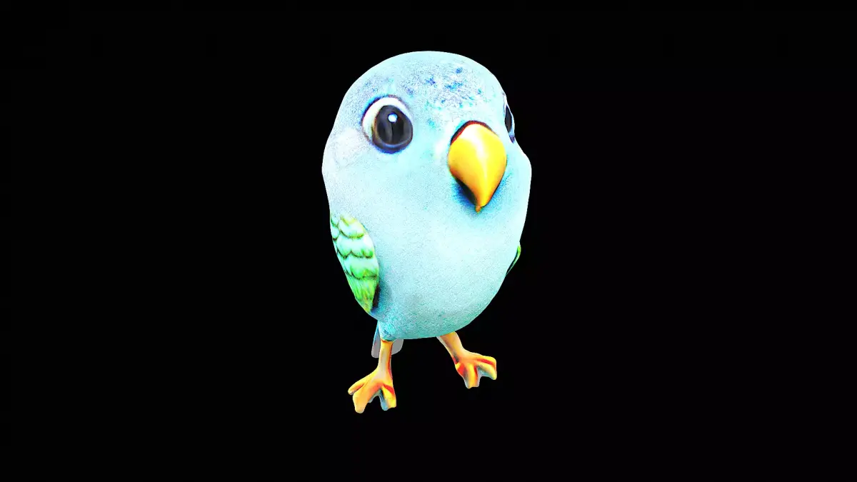 cute little parakeet bird 3D model