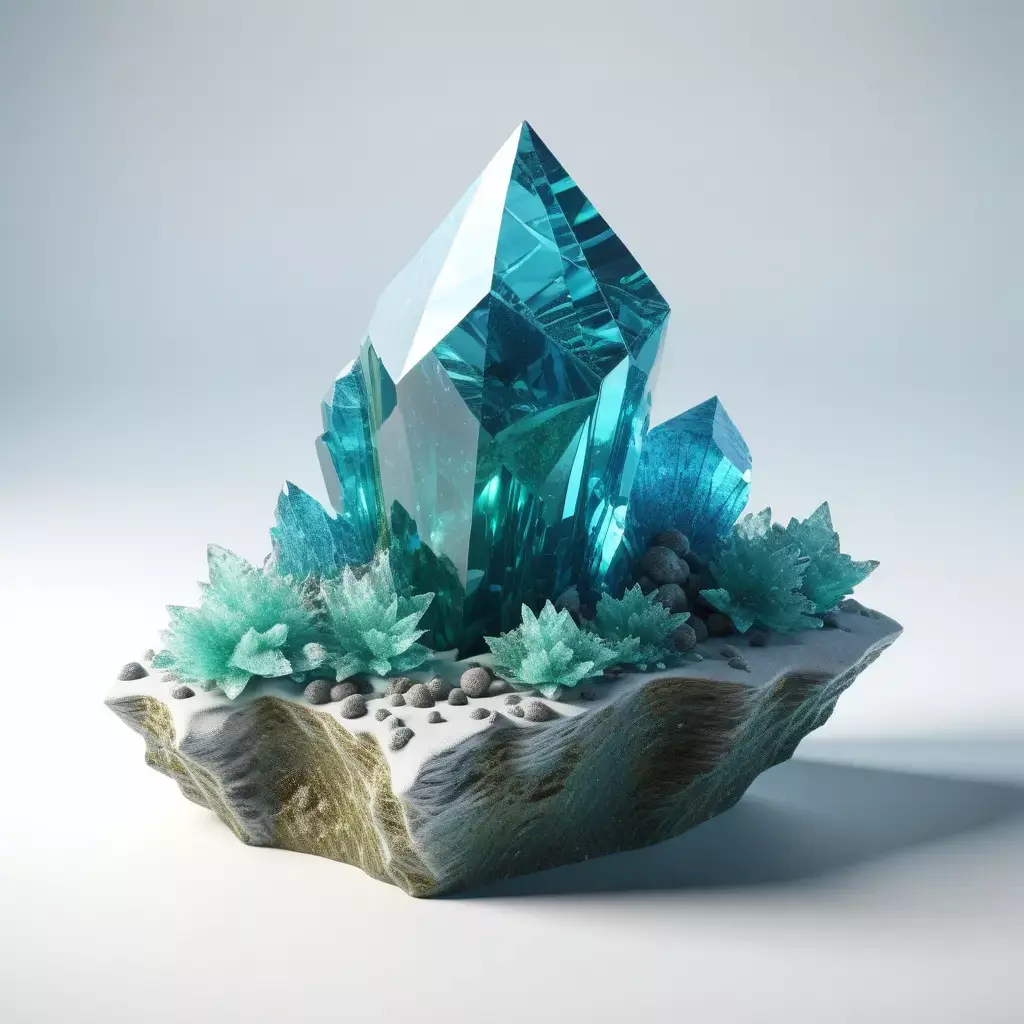 Aqua Crystal Rock Formation 3D model