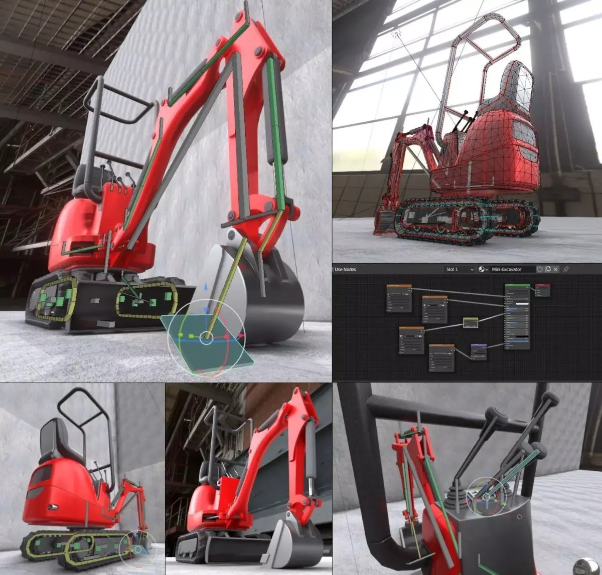  Mini-Excavator and - Rigged and Low-Poly Low-poly 3D model