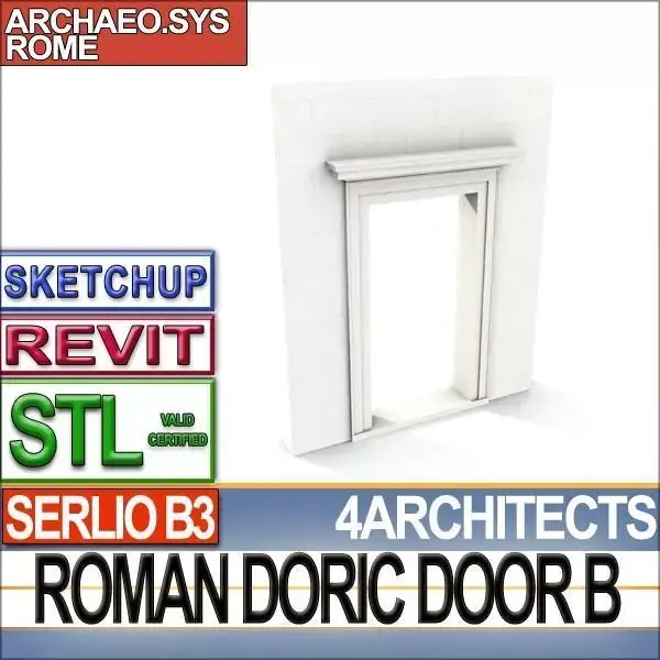 Ancient Roman Door B Revit STL Printable 3D print model purchase