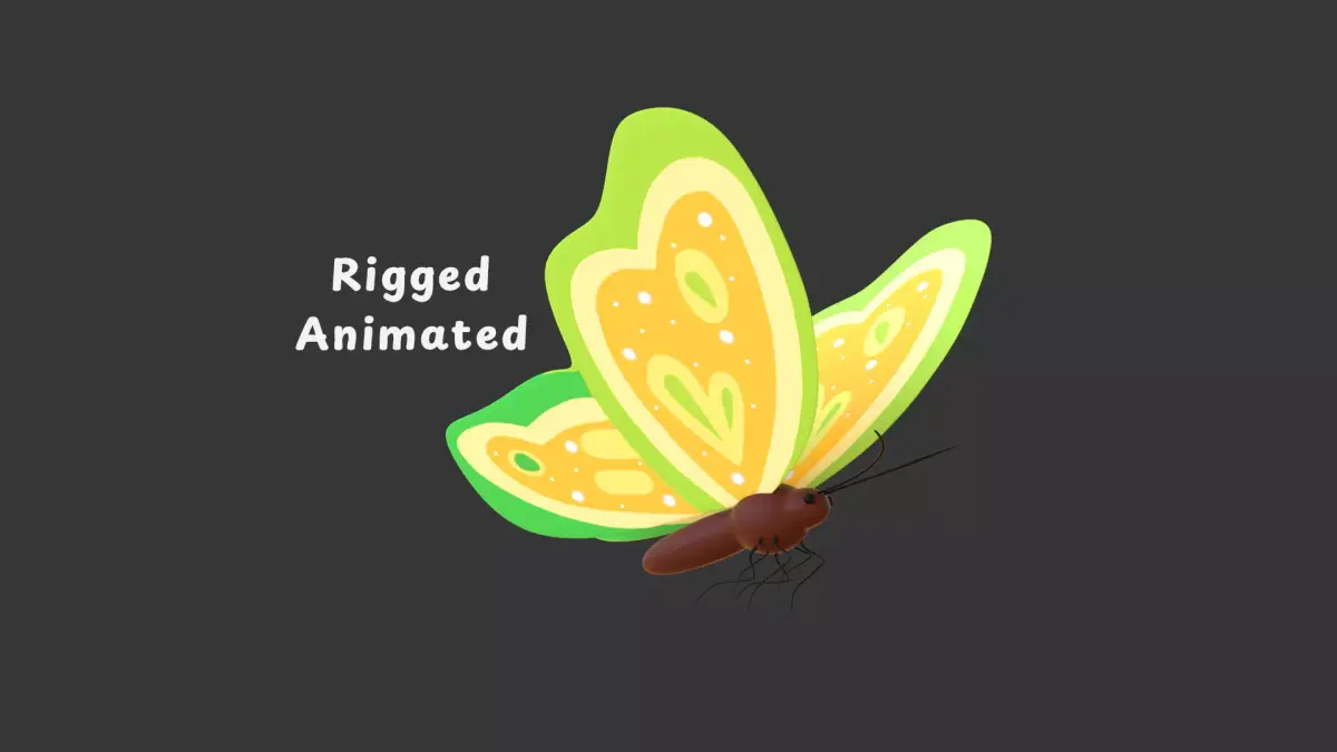 Butterfly Wing Flapping 4 Animated Low-poly 3D model