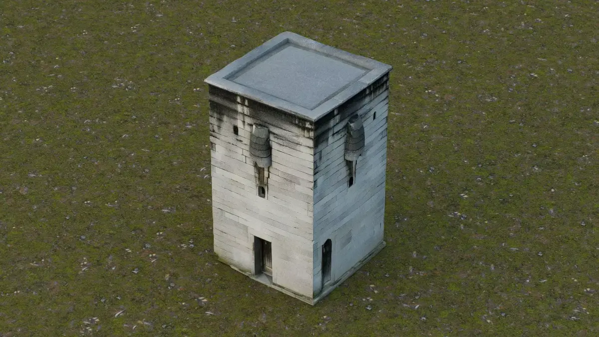Vintage stone watchtower Low-poly 3D model