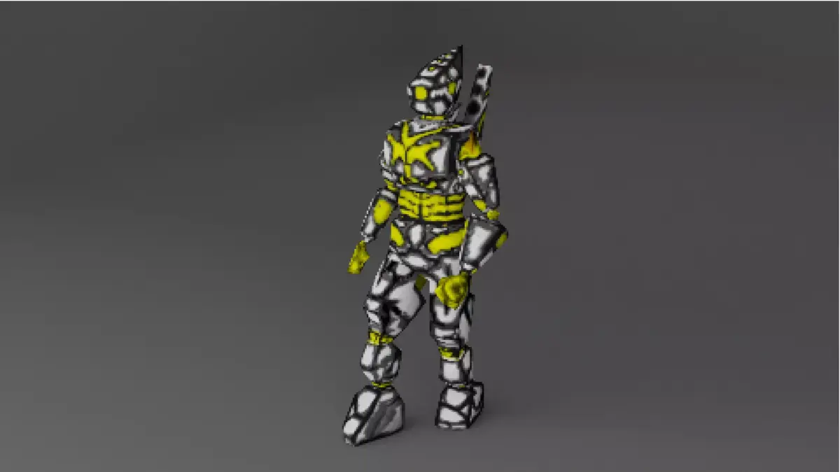 PSX style cyber soldier - Retro Modeling Character Low-poly 3D model