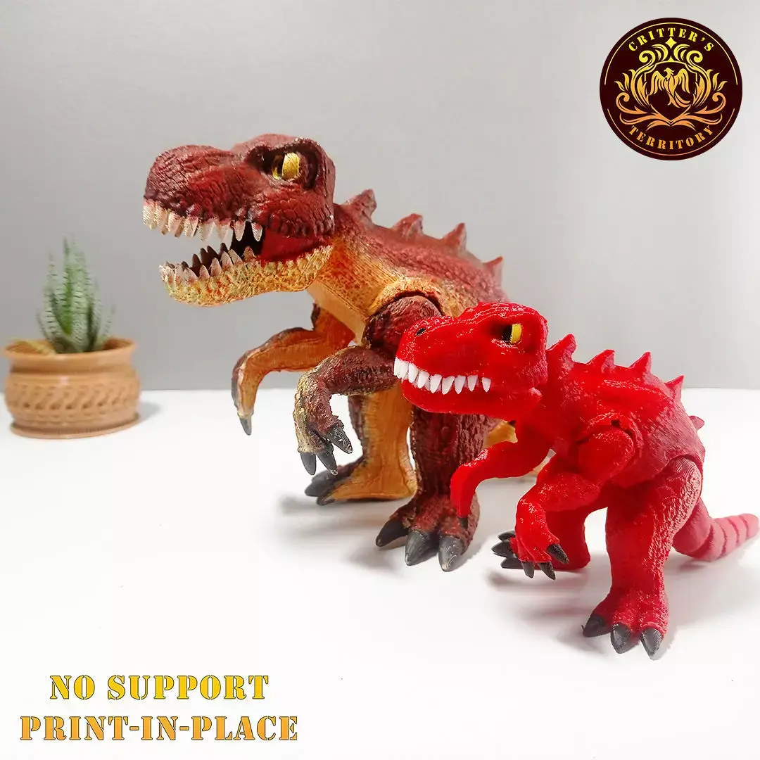 Flexi T-rex With Movable Jaw Almost Print In Place No Support 3D print model