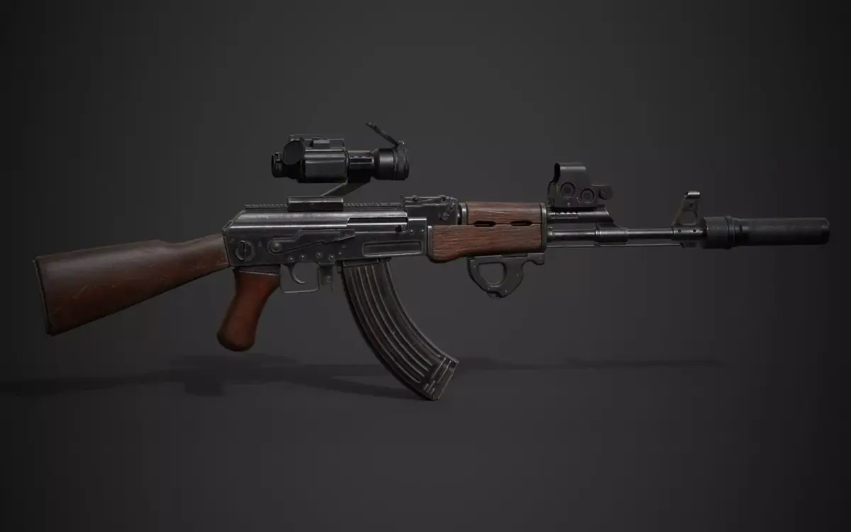 AK-47 rifle Low-poly 3D model 4