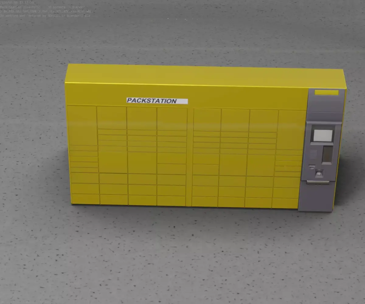 Packstation Object -5- Large Packstation with touchpad interface Low-poly 3D model