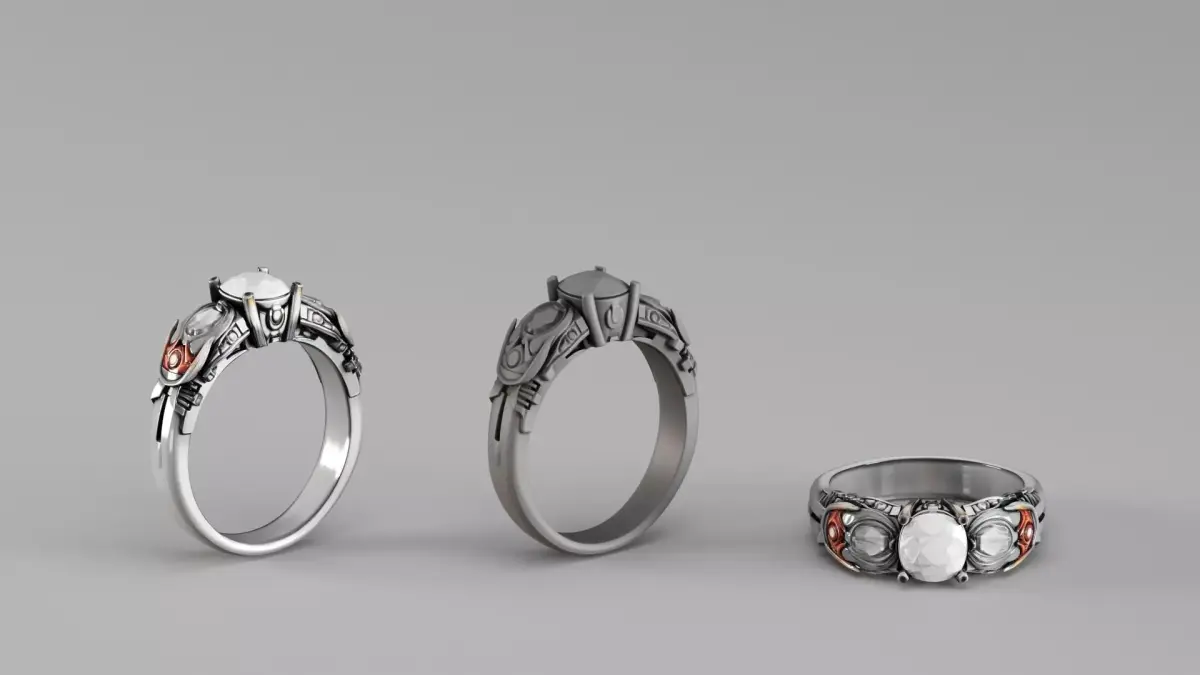 S00036 Sci-Fi Engagement Ring 3D print model