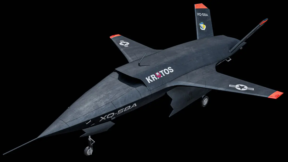 Animated XQ-58 Valkyrie Kratos Military Drone PBR 3D model