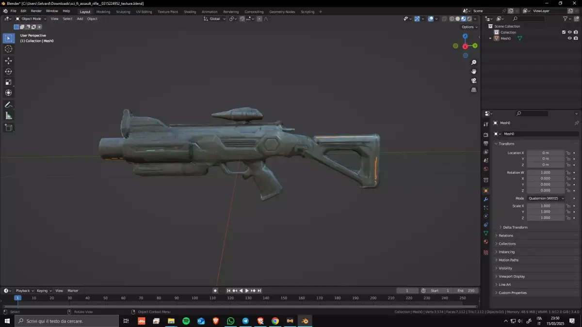 Sci-Fi Assault Rifle 02 Low Poly Game Ready Asset Low-poly 3D model