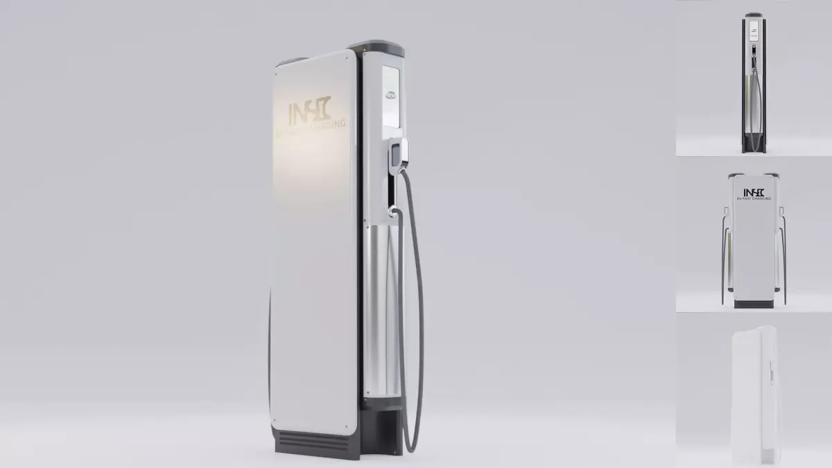 EV fast charging station Low-poly 3D model