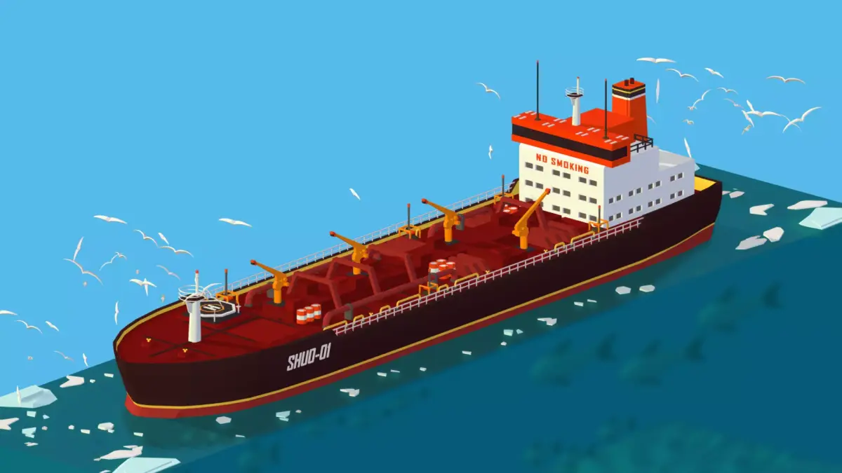 Boat Ship Oil Tanker in ocean Low-poly 3D model