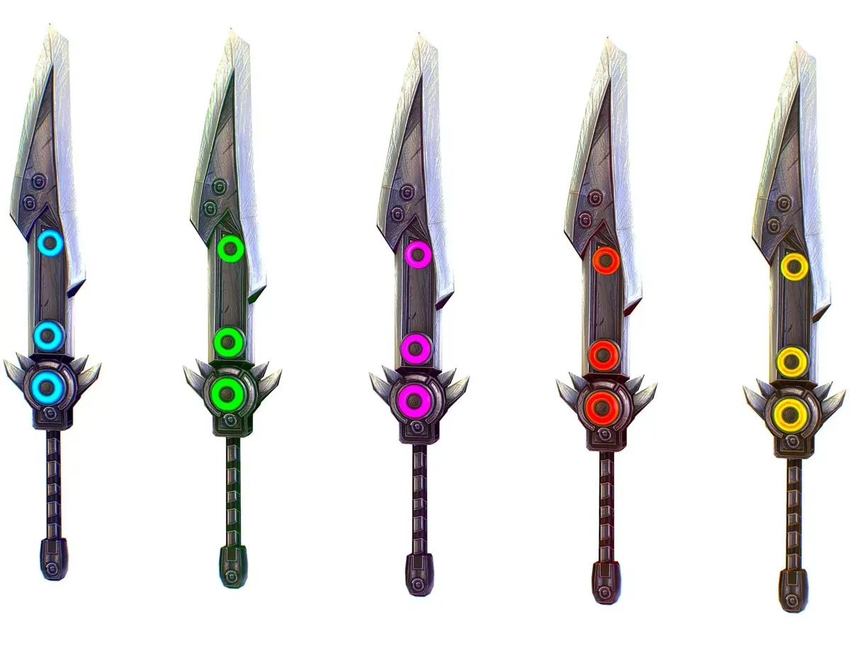 a set of cutting weapons Low-poly 3D model 8
