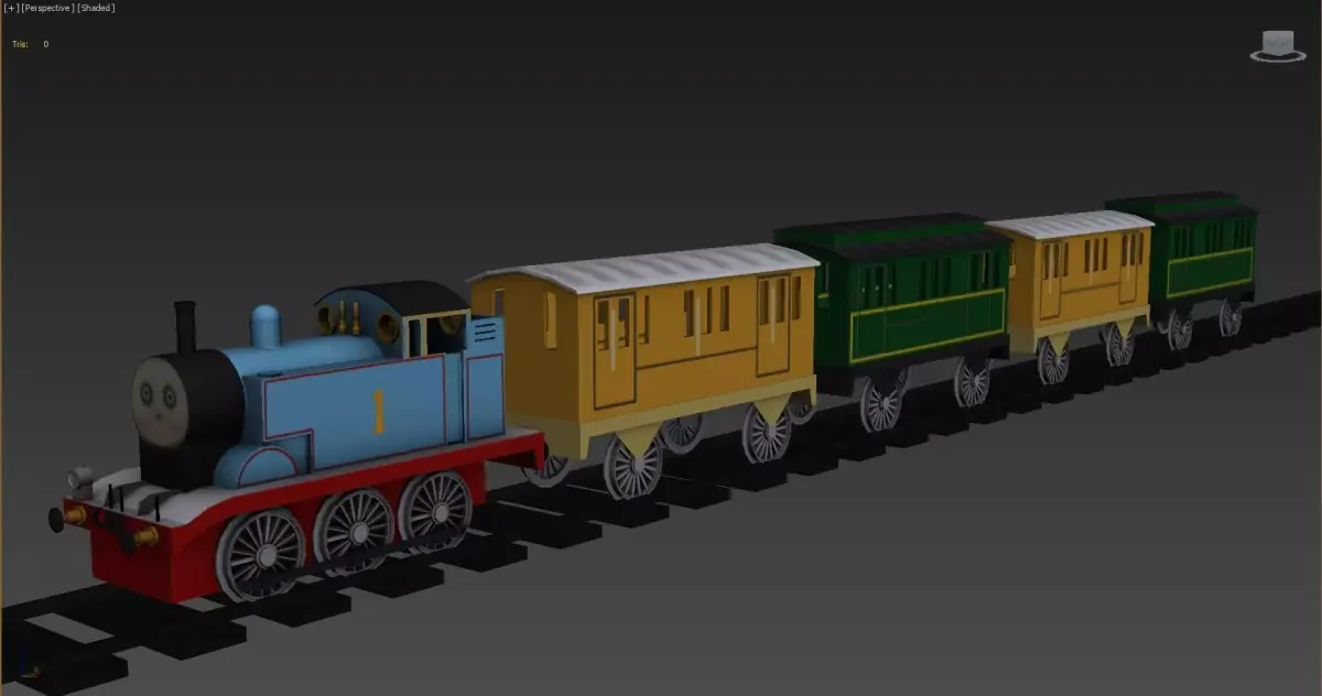 Cartoon Train And Toys Low-poly 3D model
