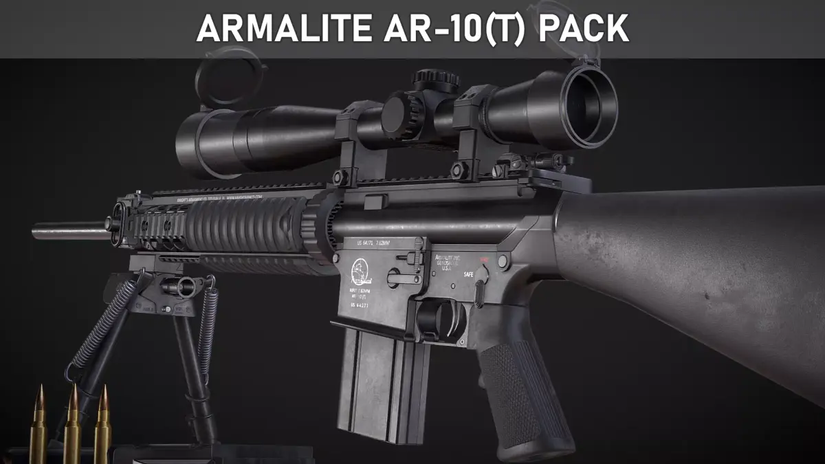 Armalite AR-10T Battle Rifle Pack - Game Asset Low-poly 3D model