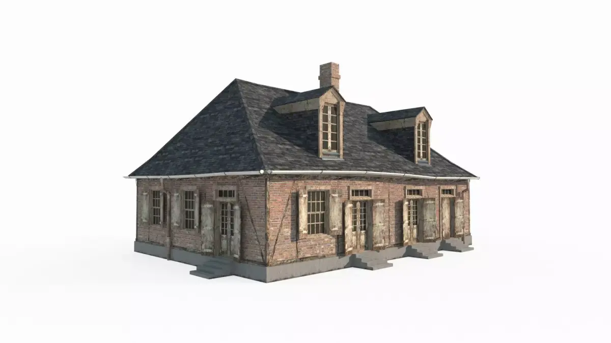Brick and tile houses in 20th century urban architecture 3D model