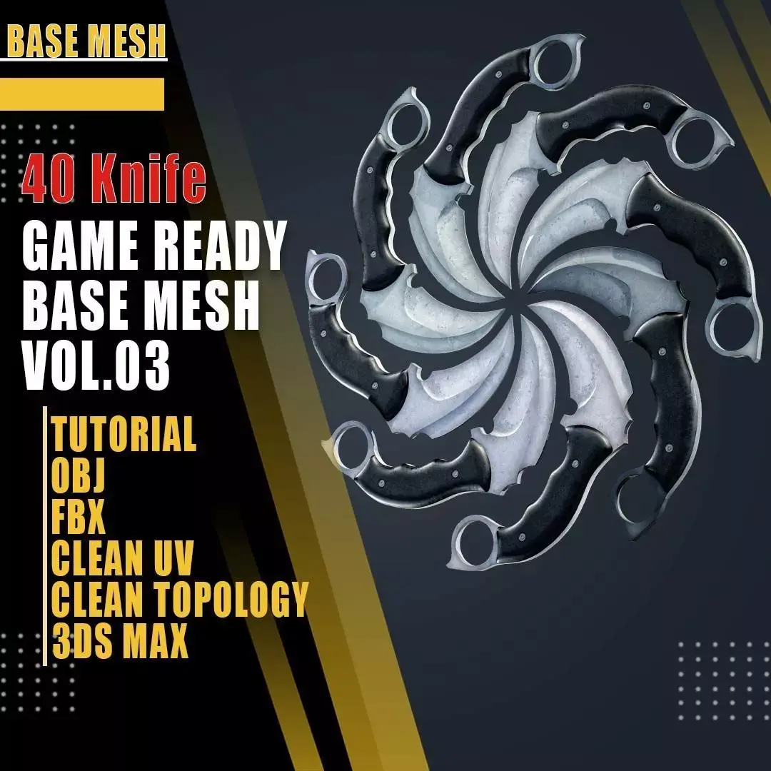 40 Knife Base Mesh Vol 03 Game Ready Low-poly 3D model