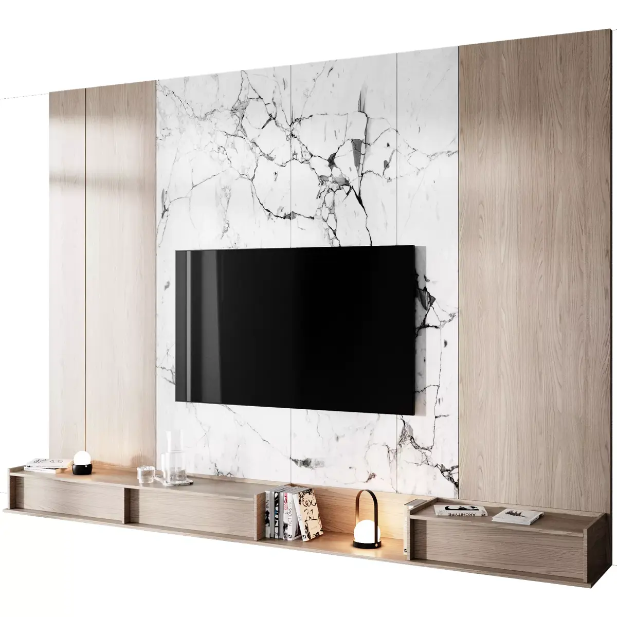 tv wall set 07 Free 3D model