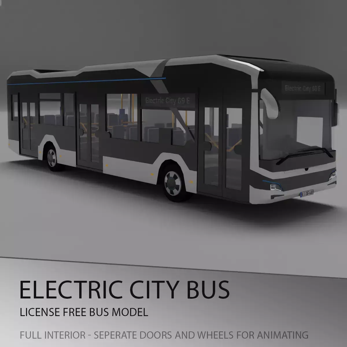 European electric City Bus - License free 3D model