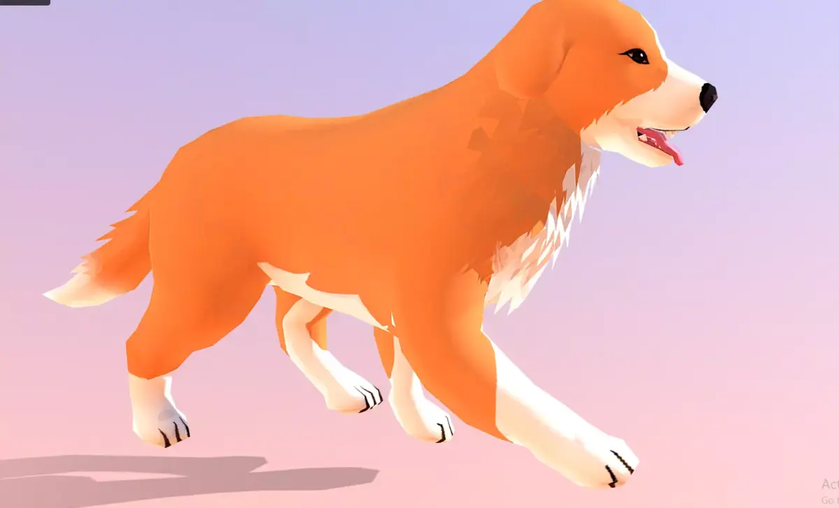 Retriever Dog Walking Cycle Orange Dog 3D model