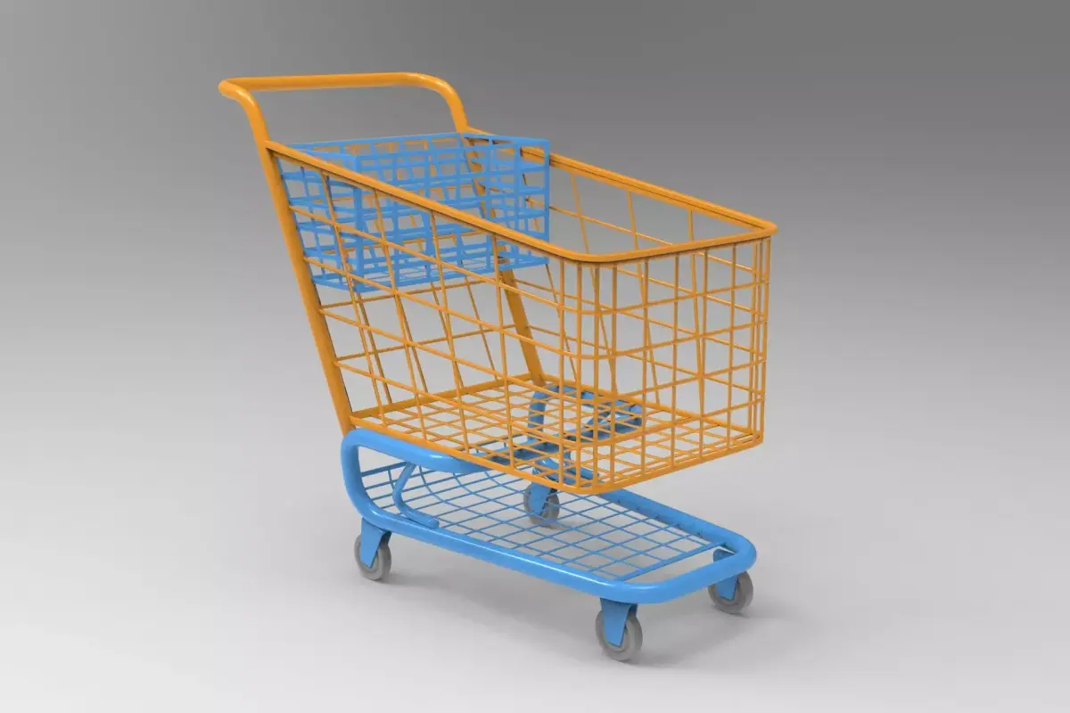 Supermarket Trolley Low-poly 3D model purchase
