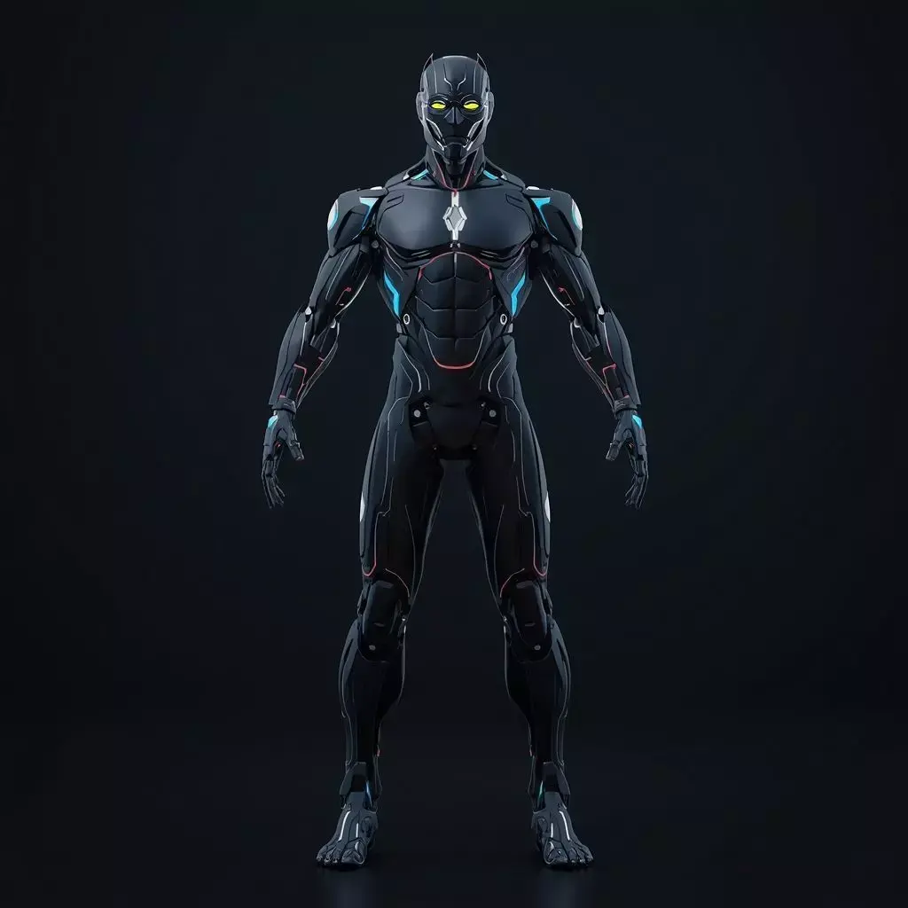 armored suit black color with red strips villain look Low-poly 3D model