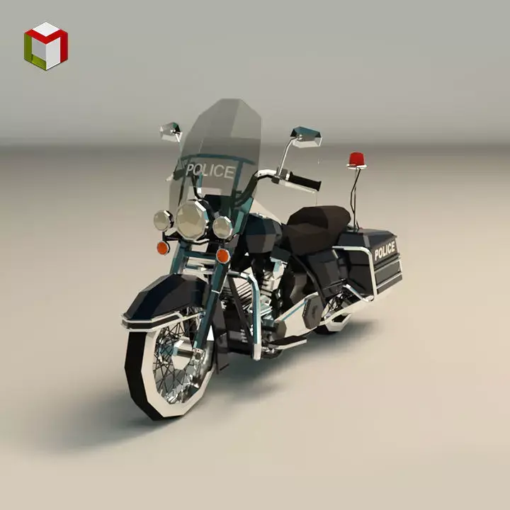 Low Poly Police Motorcycle 01 Low-poly 3D model