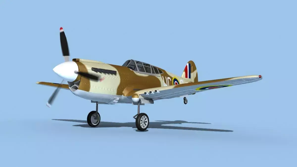Curtiss P-40F Tomahawk V05 RAF 3D model
