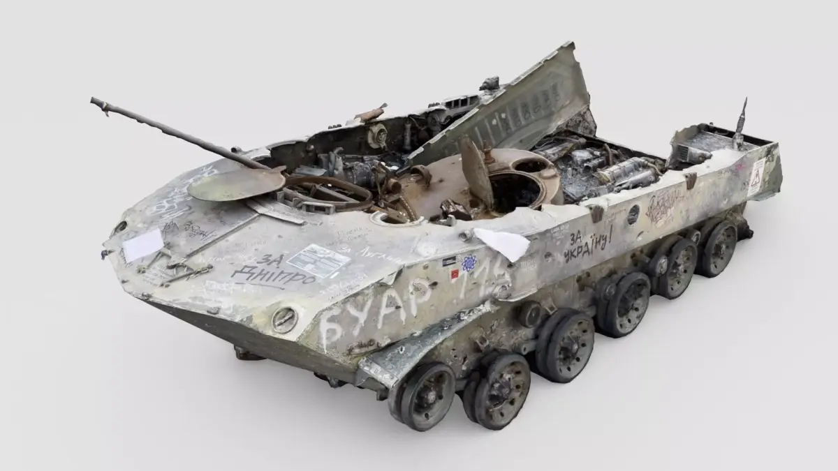 Destroyed BMD-1 Soviet airborne infantry fighting vehicle 3D model