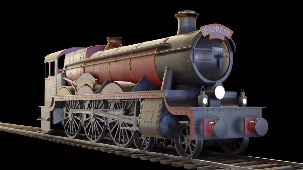 Locomotive GWR 4900 class 5972 Olton Hall Hogwarts Express Low-poly 3D model