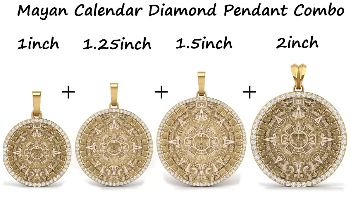 Mayan Calendar Diamond Pendant Combination of 4 3D Model Collection
