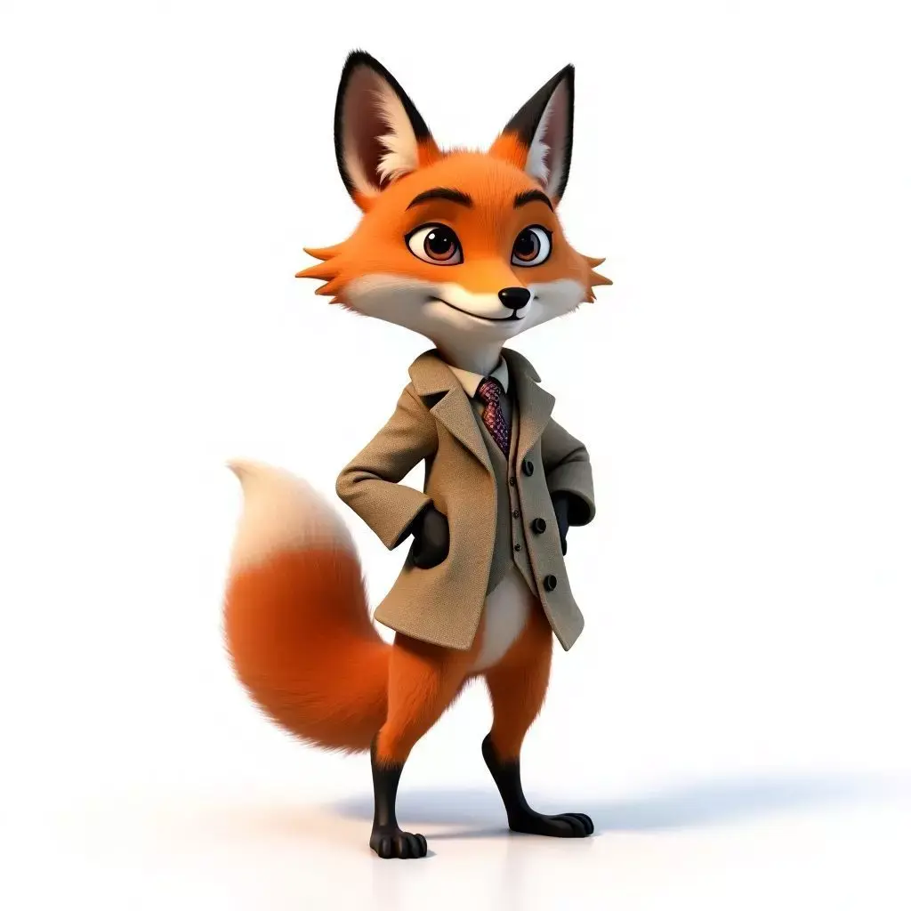 Cartoon Fox Gentleman 3D Model Stylized Character Low-poly 3D model
