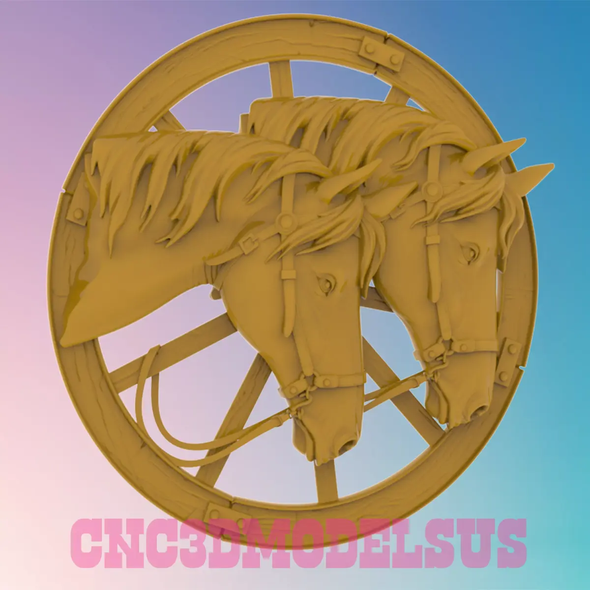 Two horses 3D MODEL STL FILE FOR CNC ROUTER LASER 3D print model purchase