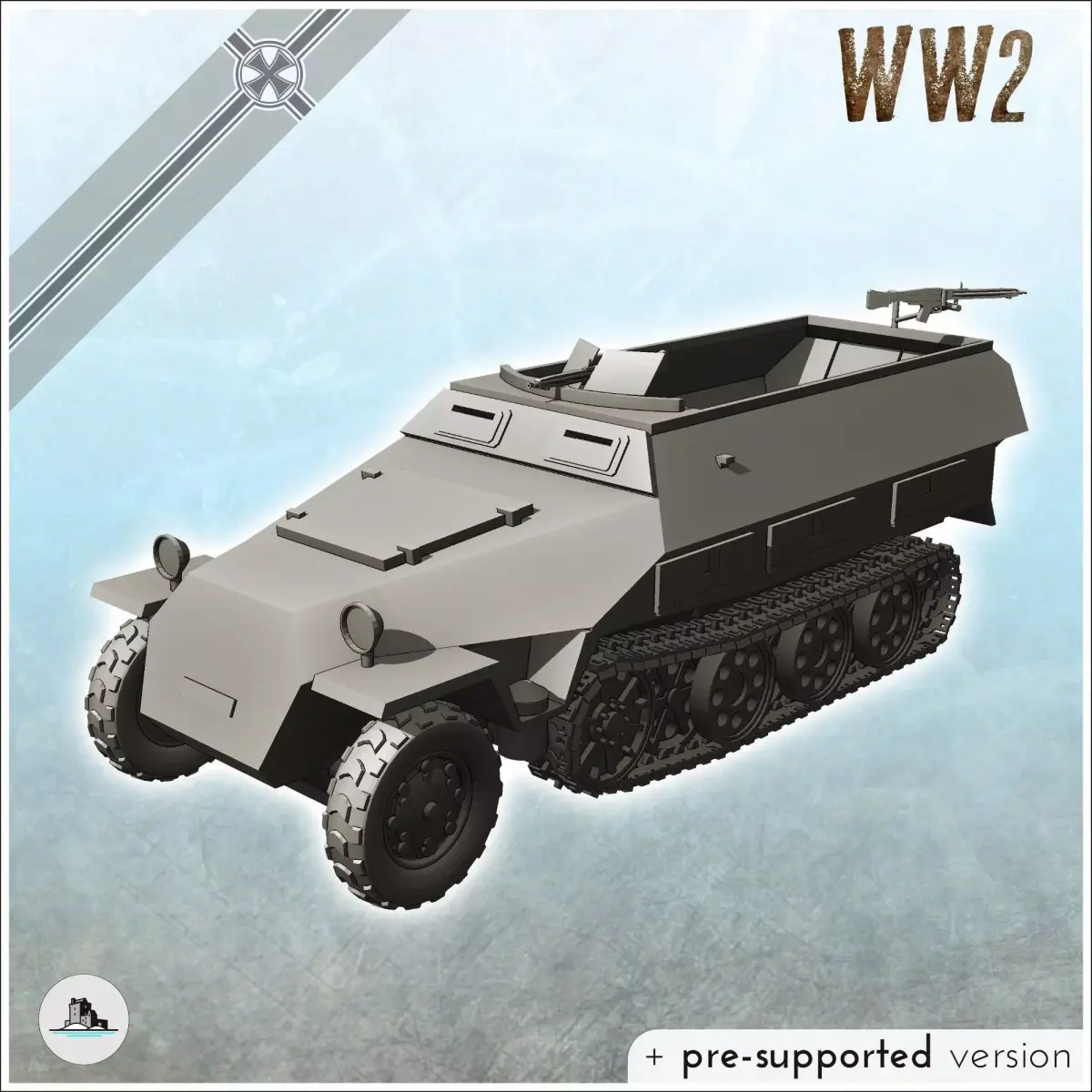 SdKfz 251-1 german armored personnel carrier 8 - World War Two S 3D print model