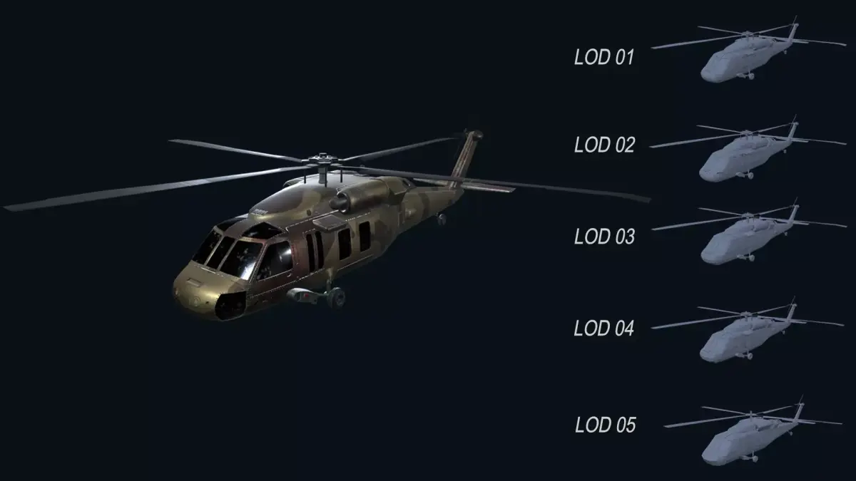 Asset - Army - UH60 BlackHawk - 3D MODEL Low-poly Low-poly 3D model